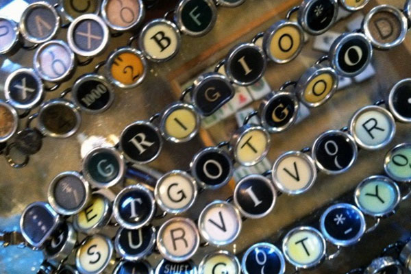 Typewriter keys made into rings