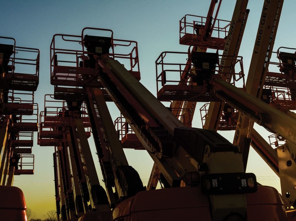 Lifestyle Product Photos Outdoor at sunset - Boom Lifts